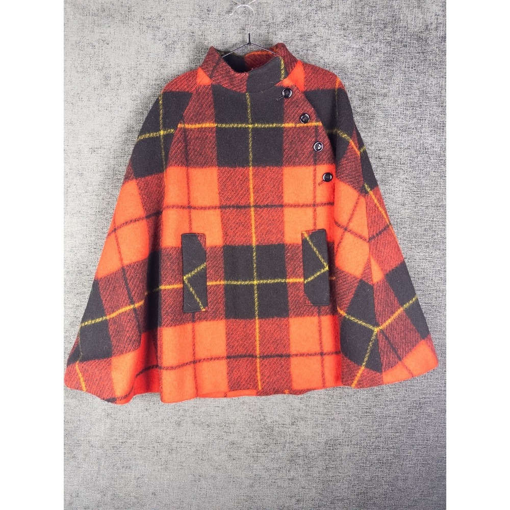 Vintage Jimmy Hourihan Dublin Cape‎ Womens OS 100% Irish Wool Scotch Plaid